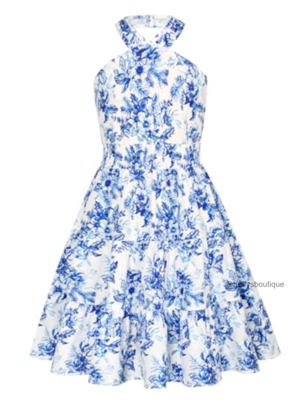 Girls Halter Midi Dress Tie Back Smocked Tiered Summer Party